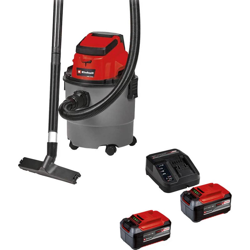 Einhell TC-VC 18/15 18v Cordless Wet and Dry Vacuum Cleaner 15L 2 x 5.2ah Plus Li-ion Battery Charger