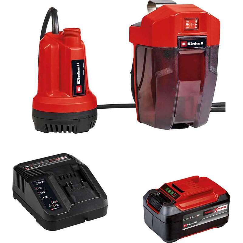 Einhell GE-SP 18 Li 18v Cordless Clean Water Pump 5000 l/h 1 x 5.2ah Plus Li-ion Battery Charger