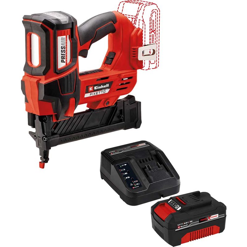 Einhell Professional FIXETTO 18/38 S 18v Cordless Staple Gun 1 x 5.2ah Plus Li-ion Battery Charger No Case