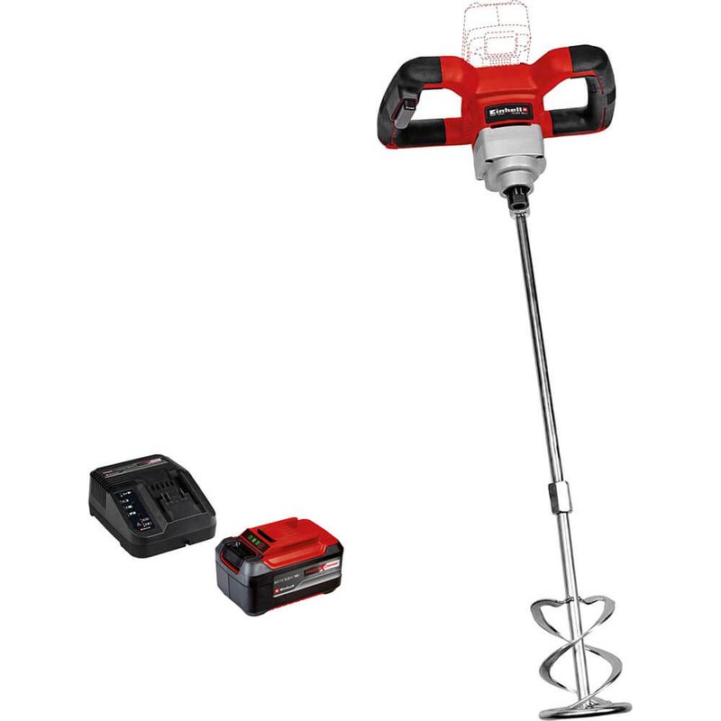 Einhell TE-MX 18 Li 18v Cordless Paint and Plaster Mixer 2 x 5.2ah Plus Li-ion Battery Charger No Case