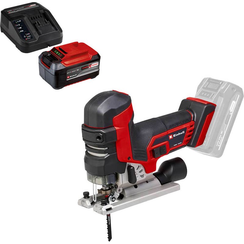 Einhell Professional TP-JST 18/135 Li BL 18v Cordless Brushless Jigsaw 1 x 5.2ah Plus Li-ion Battery Charger No Case