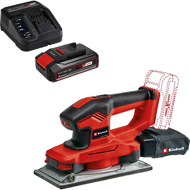 Einhell TE-OS 18/230 Li 18v Cordless 1/2 Sheet Sander 1 x 2.5ah Li-ion Battery Charger No Case