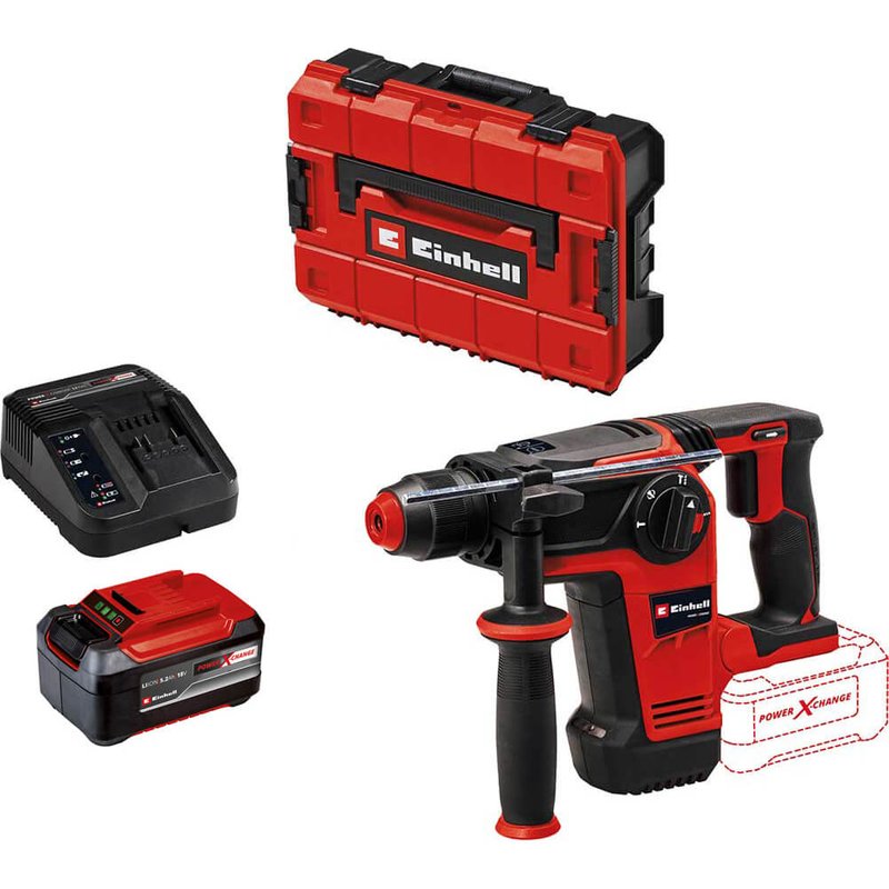 Einhell Professional TP-HD 18/26 Li BL 18v Cordless Brushless SDS Plus Drill 1 x 5.2ah Plus Li-ion Battery Charger Case