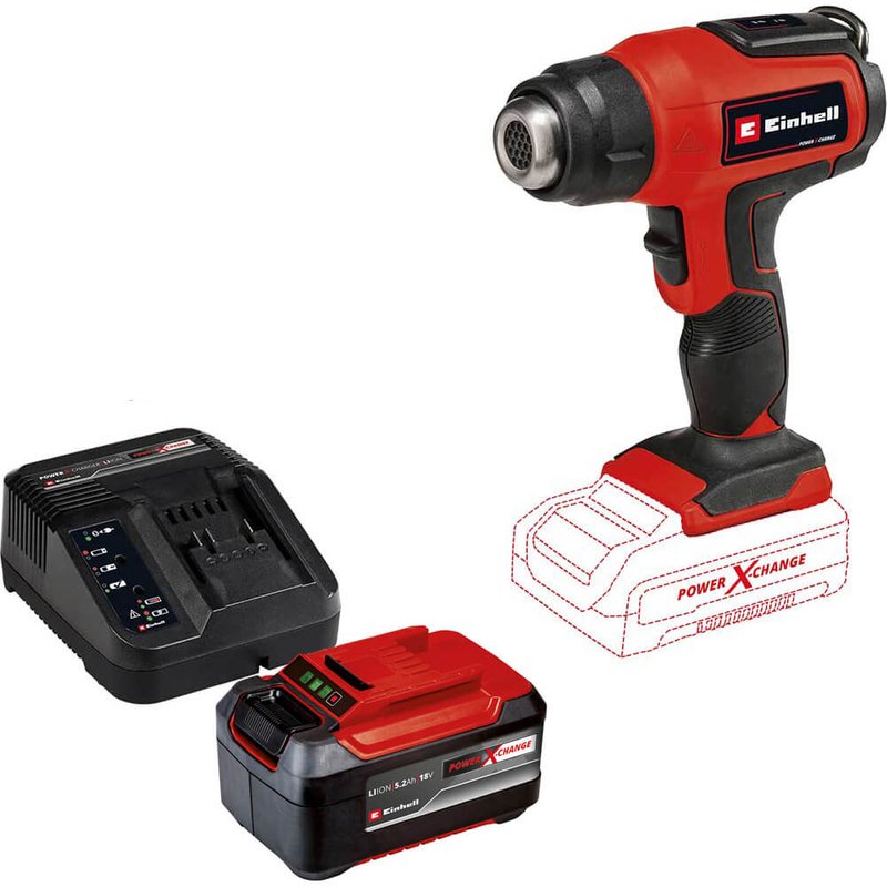 Einhell TE-HA 18 Li 18v Cordless Heat Gun 2 x 5.2ah Plus Li-ion Battery Charger No Case