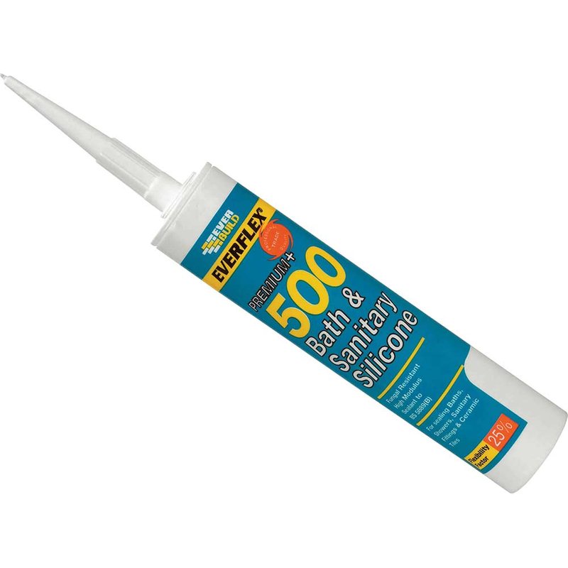 Everbuild Sika 500 Bath & Sanitary Silicone Sealant Manhattan Grey 290ml 484838