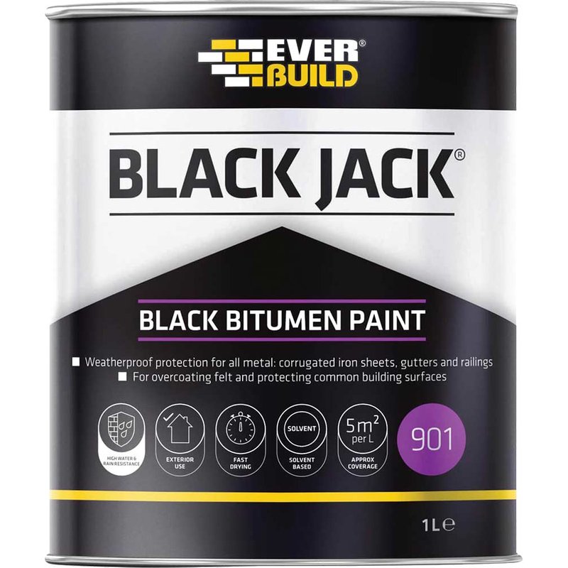 Everbuild Sika 901 Black Bitumen Paint 1L 852657