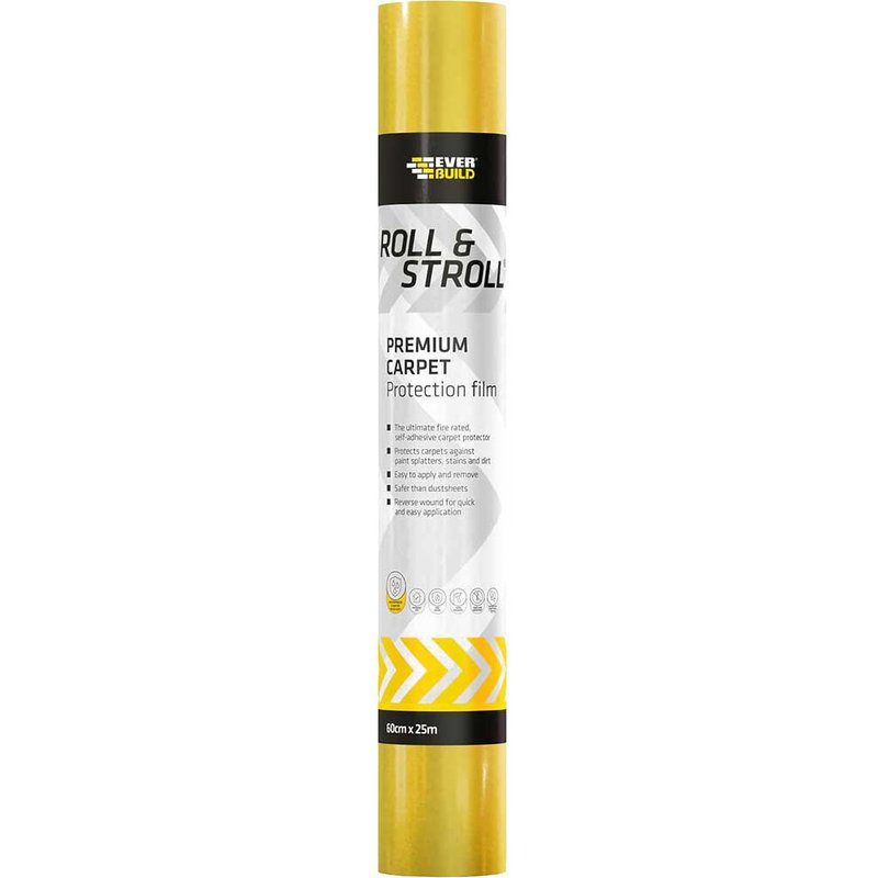 Everbuild Roll & Stroll 60cm x 25m Premium Carpet Protection Film | Yellow | 94mm x 600mm x 94mm