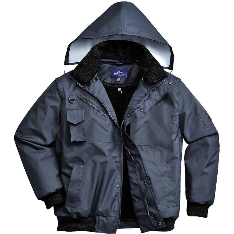 Oxford Weave 300D 4 in 1 Waterproof Bomber Jacket Navy S
