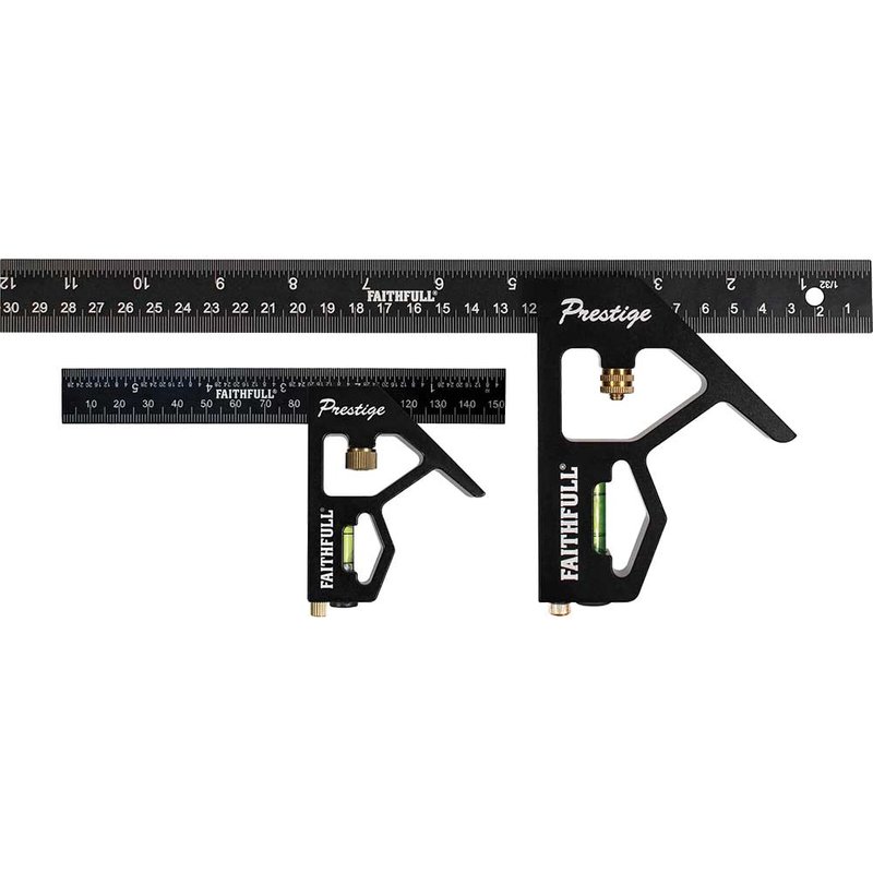 Faithfull Prestige Combination Square Twin Pack 150mm (6in) & 300mm (12in) FAICS300TCNC