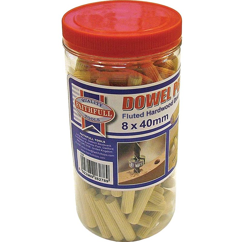 Faithfull Wood Dowels Fluted 40 x 8mm (Tub 150) FAIDOW8150T