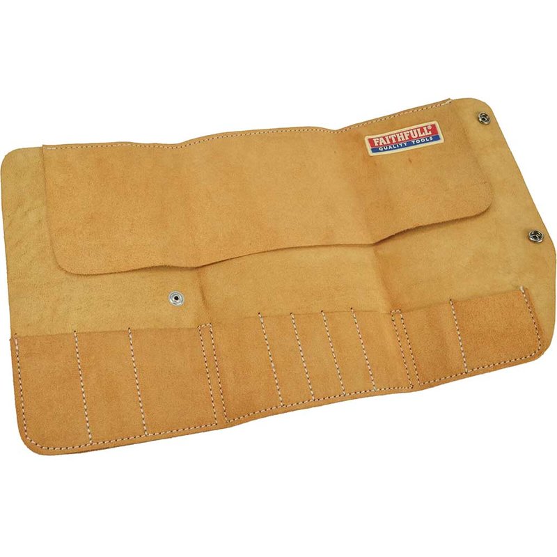 Faithfull 10 Pocket Leather Tool Roll 48 x 27cm FAILTR10