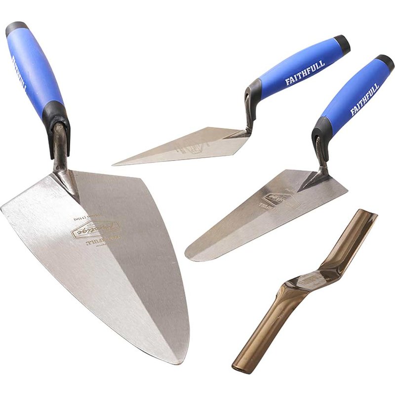 Faithfull Prestige Professional Brick Trowel Set, 4 Piece FAIPTFSET4