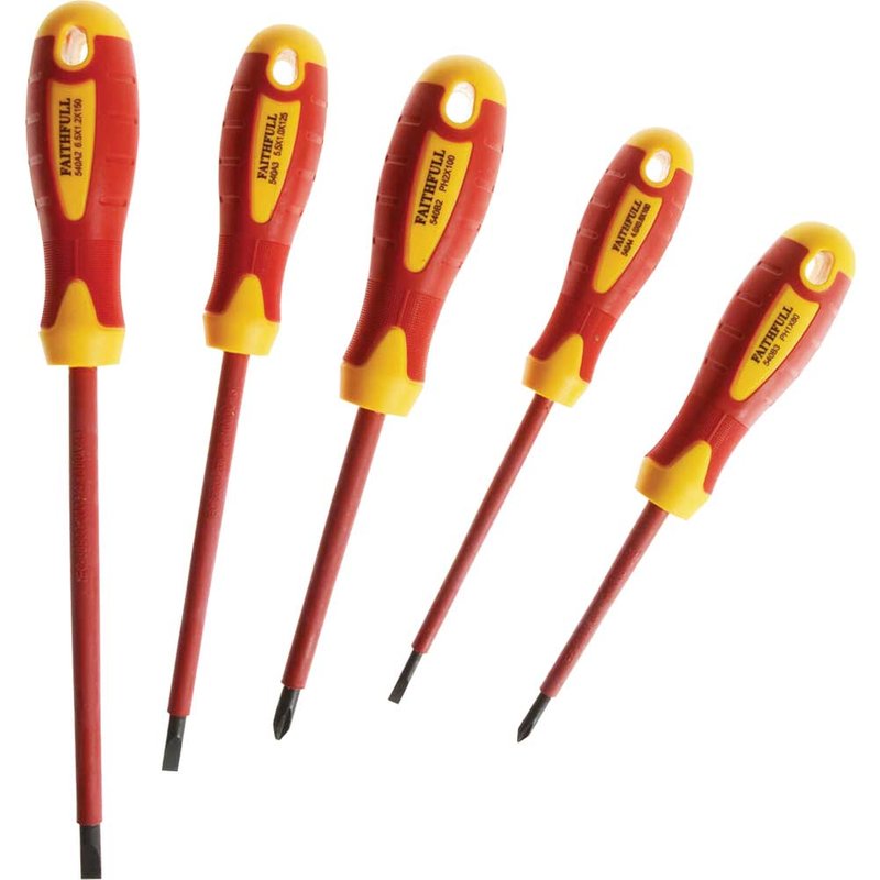 Faithfull VDE Soft Grip Screwdriver Set, 5 Piece FAISDVDESET5