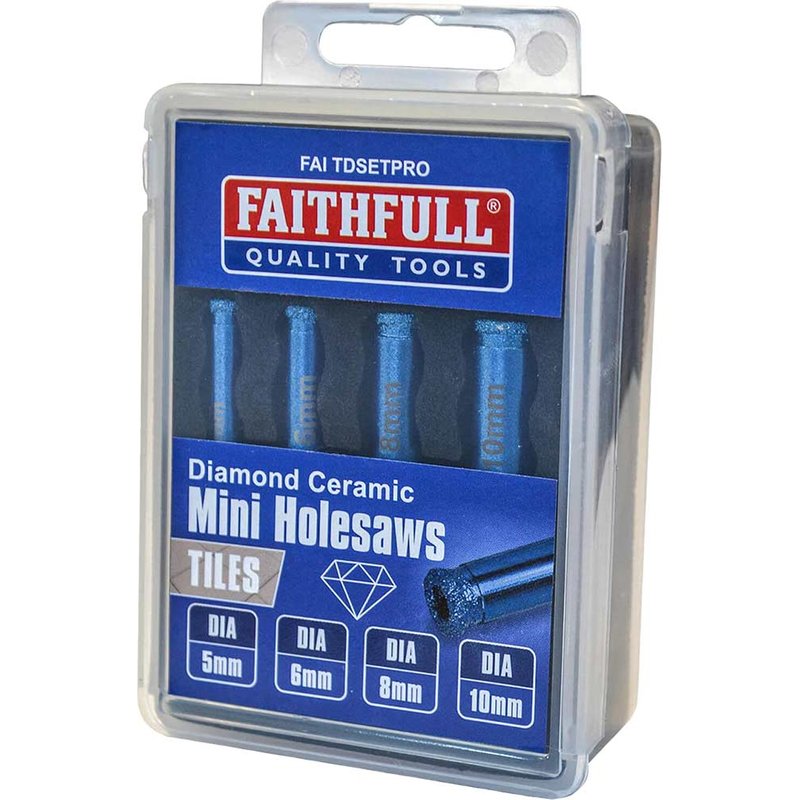 Faithfull Diamond Ceramic Mini Holesaw Set, 4 Piece FAITDSETPRO