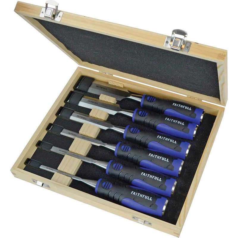 Faithfull Soft Grip Chisel Set + Storage Box, 6 Piece FAIWCSGS6WB