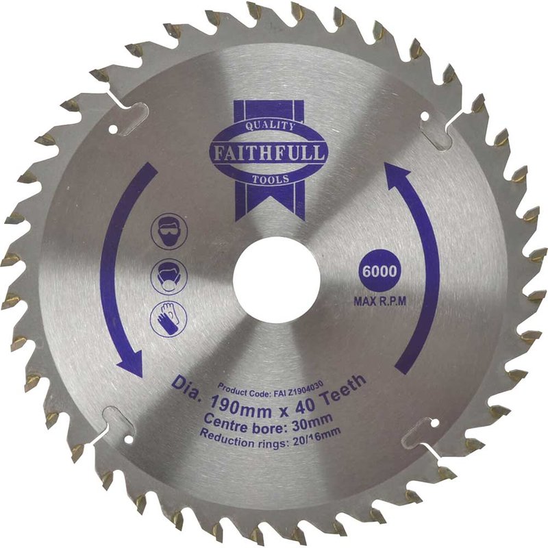 Faithfull TCT Circular Saw Blade 190 x 30mm x 40T POS FAIZ1904030