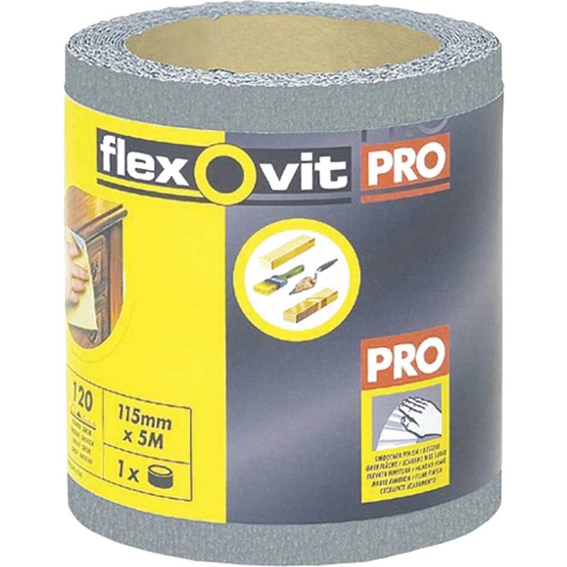 Flexovit High Performance Finishing Sanding Roll 115mm x 5m 120G 63642526415