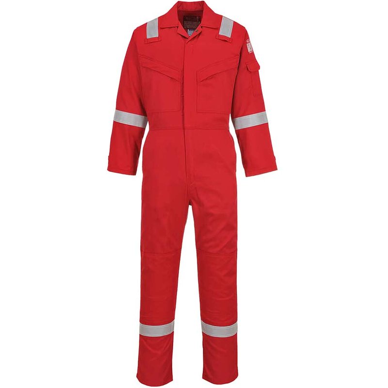 BizFlame Mens Flame Resistant Super Lightweight Antistatic Coverall Red L 32"