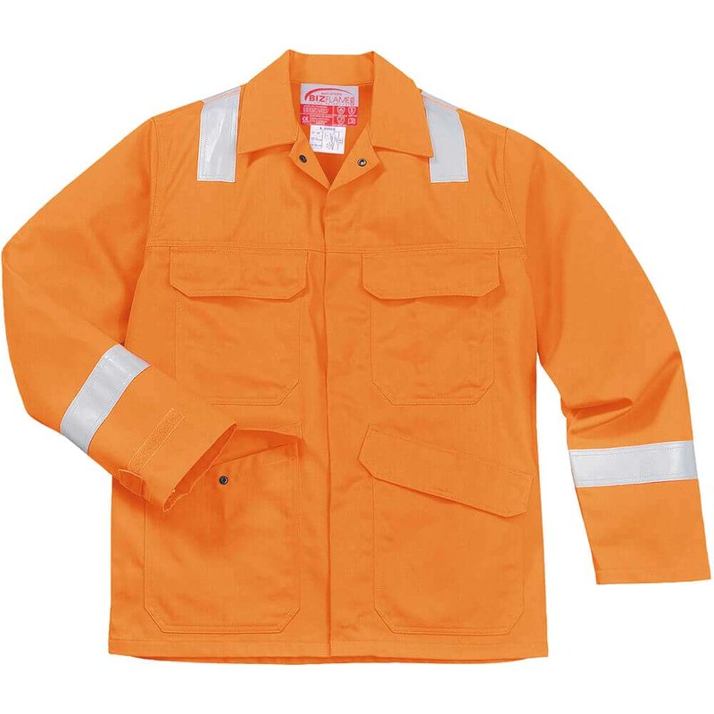 BizFlame Mens Flame Resistant Jacket Orange S