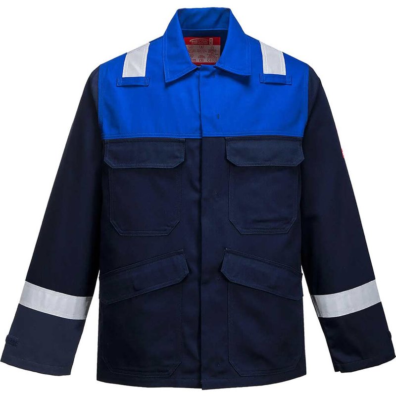 BizFlame Mens Flame Resistant Plus Jacket Navy / Royal Blue L