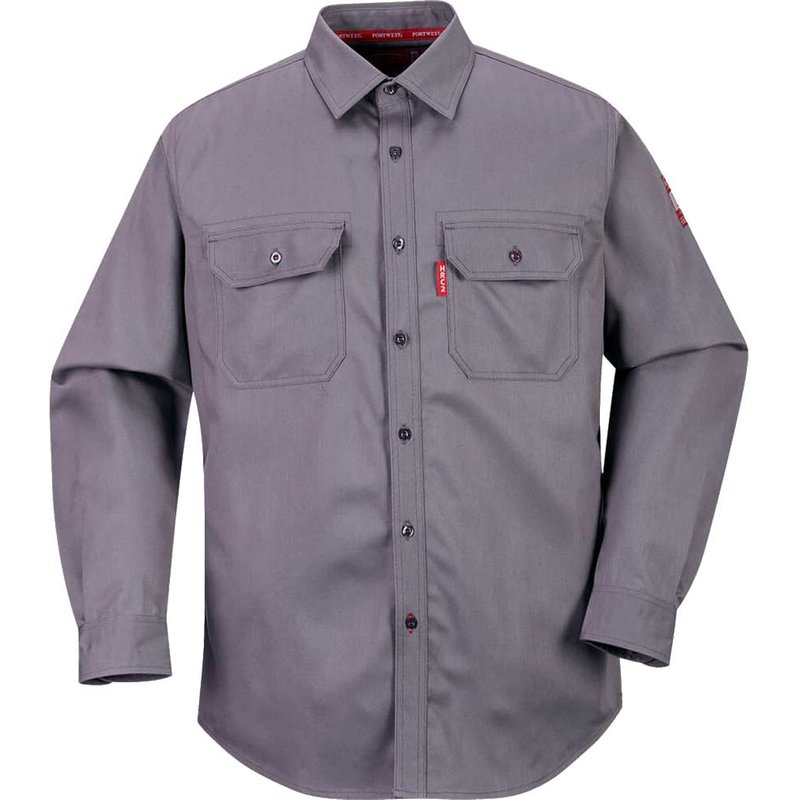 BizFlame Mens Flame Resistant Work Shirt Grey XL