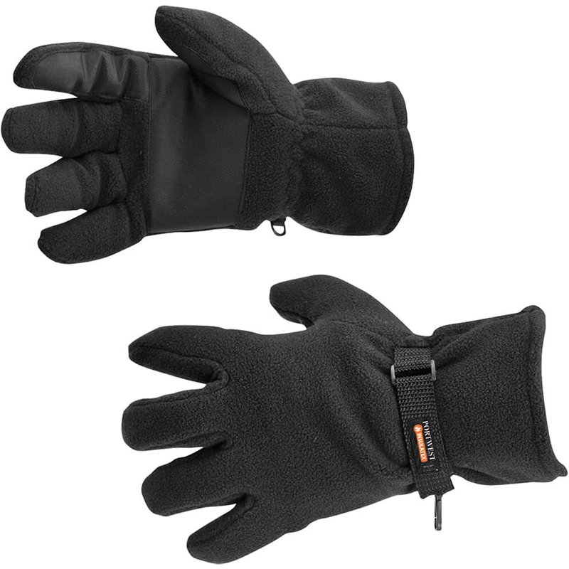 Portwest Insulatex Lined Fleece Gripper Gloves Black One Size