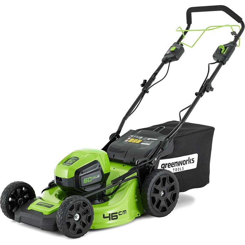 Greenworks GD60LM46SP 60v Cordless Brushless Self Propelled Rotary Lawnmower 460mm No Batteries No Battery Charger