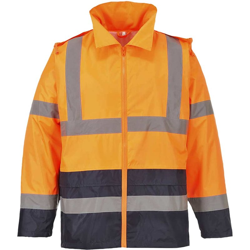 Classic Hi Vis Contrast Rain Jacket Orange / Navy L