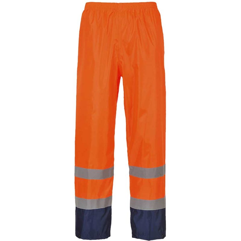 Classic Hi Vis Contrast Rain Trousers Orange / Navy S