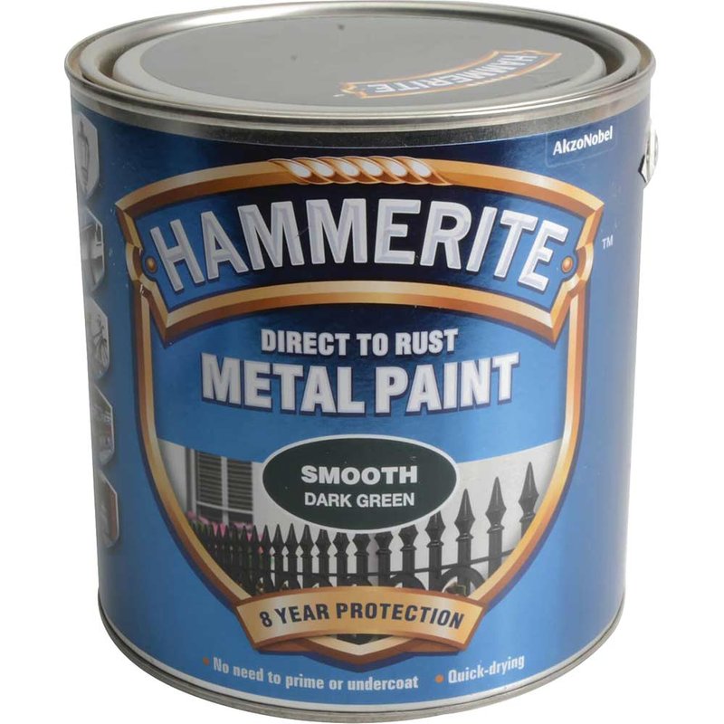 Hammerite Direct to Rust Smooth Finish Metal Paint Dark Green 2.5 Litre 5084892