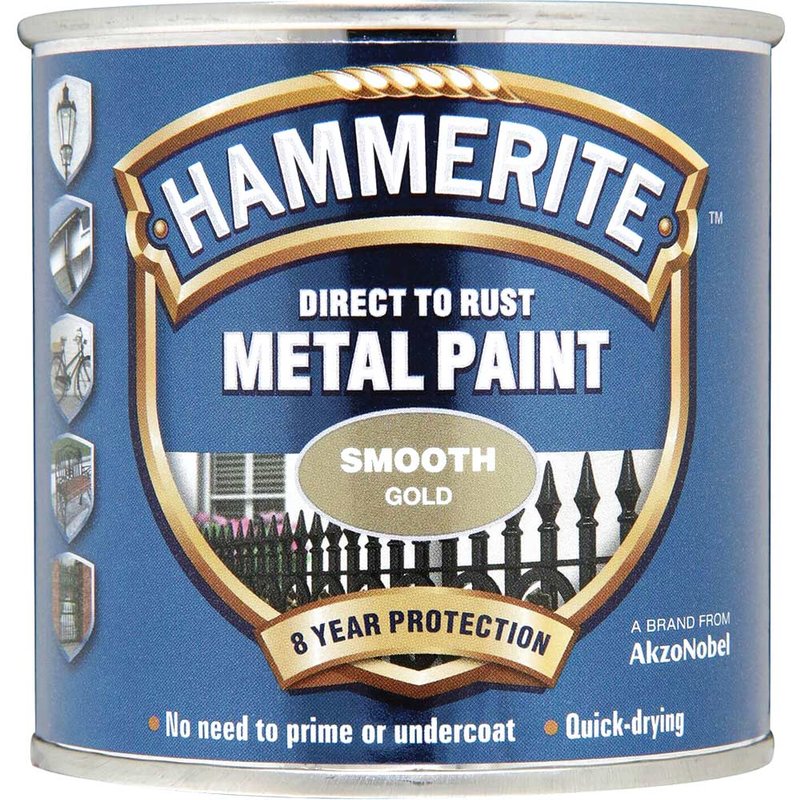 Hammerite Direct To Metal Smooth Gold 250ml 5084847