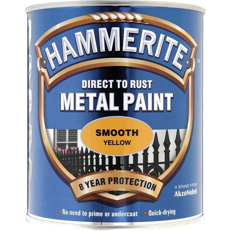 Hammerite Direct To Metal Smooth Yellow 750ml 5092874