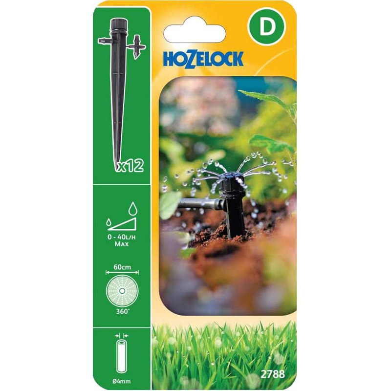 Hozelock 2788 End of Line Adjustable Mini Sprinkler on Stake 4mm (Pack 12) 100-001-374