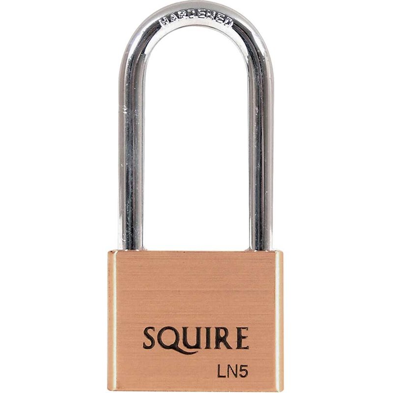 Squire LN5/2.5 Lion Brass Padlock 5-Pin 50mm - 65mm Long Shackle LN5/2.5