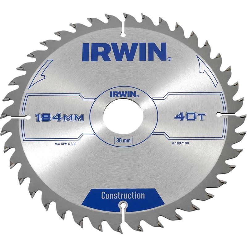 Irwin IRWIN® Construction Circular Saw Blade 184 x 30mm x 40T ATB 1897198