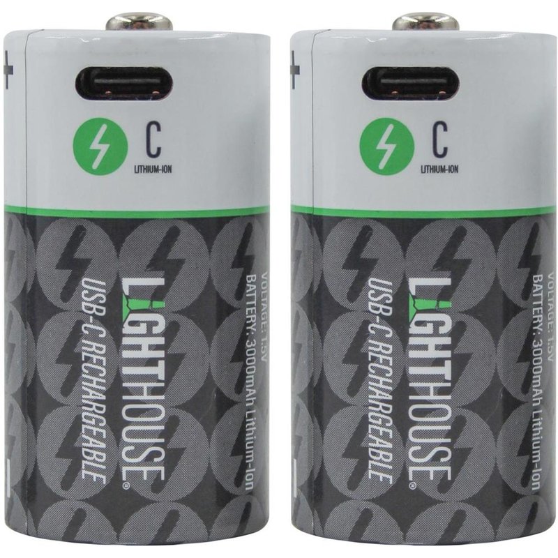 Lighthouse USB-C Rechargeable Li-ion C Cell Battery Pack of 2