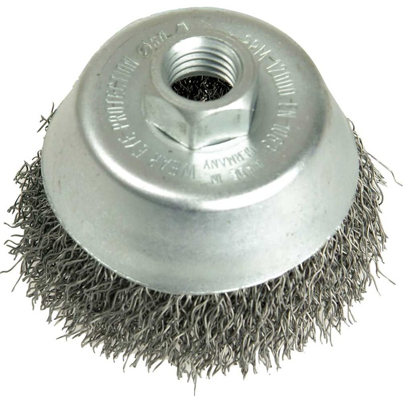 Lessmann Conical Bevel Brush 100mm x M14 Bore, 0.35 Steel Wire 422.177