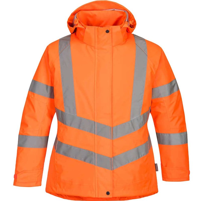 Oxford Weave 300D Class 3 Womens Hi Vis Winter Jacket Orange M