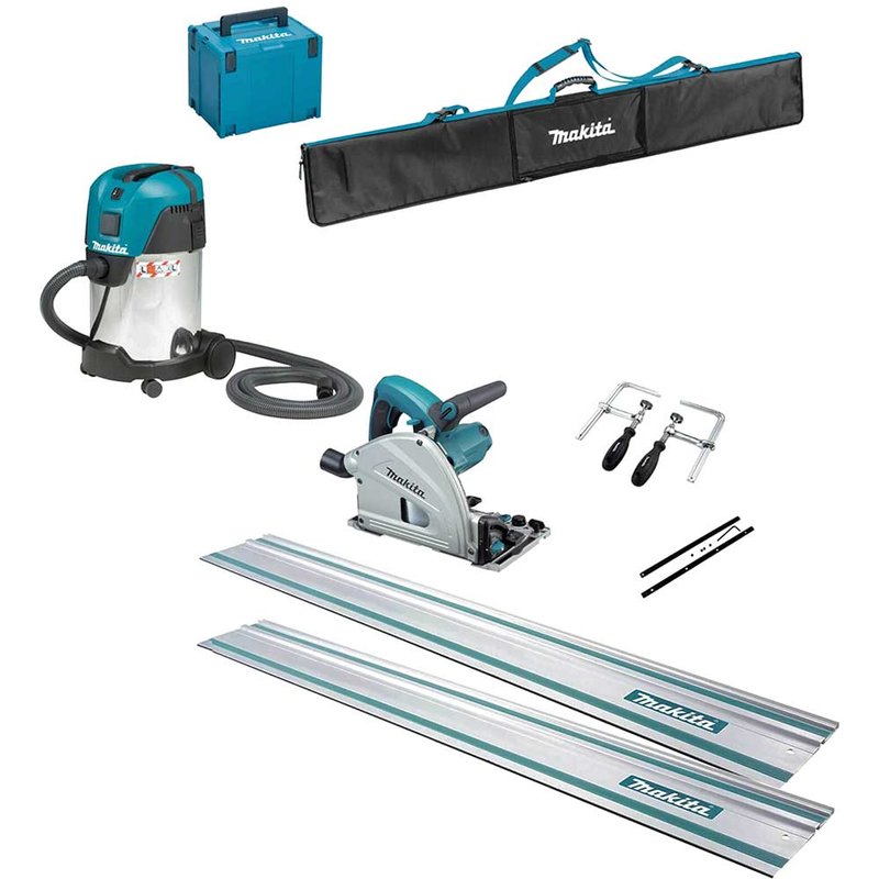 Makita SP6000K7 Plunge Cut Circular Saw and Guide Rail Accessory 7 Piece Kit 110v