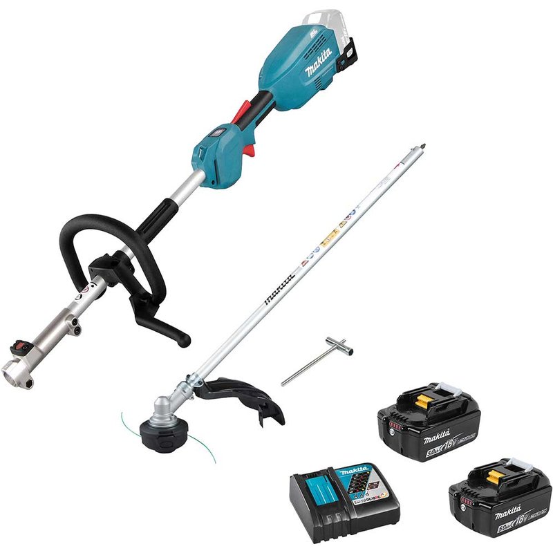 Makita 18v LXT Cordless Split Shaft Garden Multi Tool Kit 2 x 5ah Li-ion Battery Charger