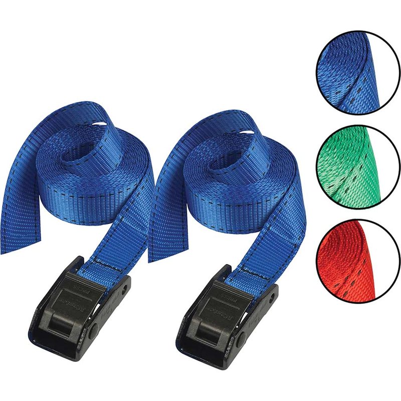 Master Lock Lashing Strap with Metal Buckle, Coloured 5m 150kg (Pack 2) 3379EURDATCOL