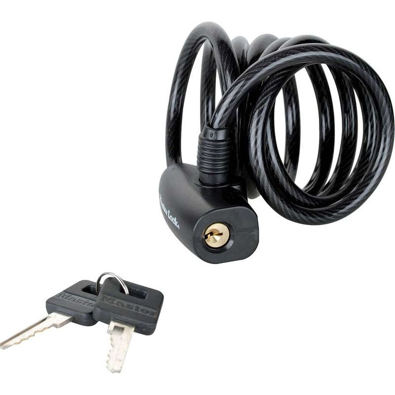 Master Lock Black Self Coiling Keyed Cable 1.8m x 8mm 8126EURDPRO