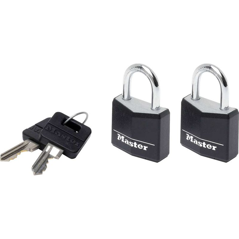 Master Lock Aluminium Black Vinyl Cover 30mm Padlock 4-Pin - Keyed Alike x 2 9130EURTBLK