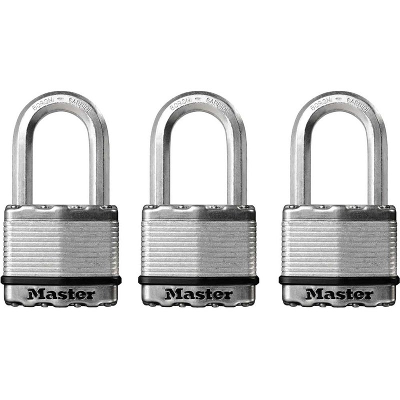Master Lock Excellâ„¢ Laminated Steel 50mm Padlock - 38mm Shackle - Keyed Alike x 3 M5EURTRILF