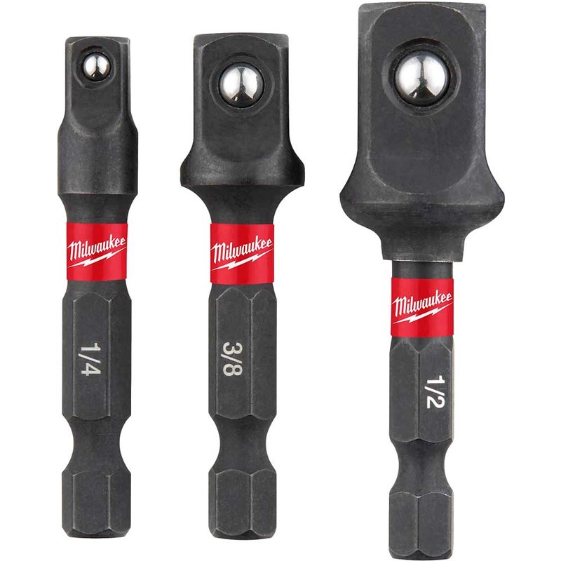 Milwaukee Shockwave Impact Duty Socket Adaptor Set Pack of 3 Piece 4932479228