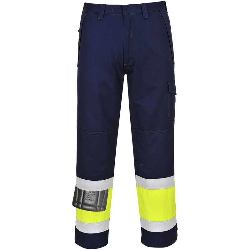Modaflame Mens Flame Resistant Hi Vis Trousers Yellow / Navy S 32"