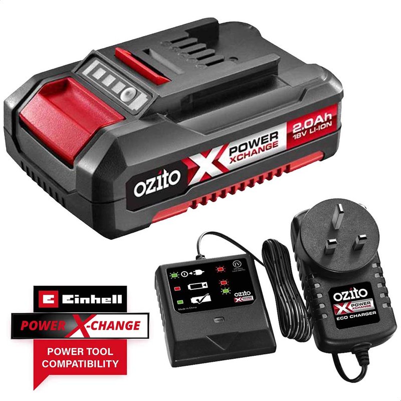 Ozito Genuine PXC 18v Cordless Li-ion Battery 2ah and Eco Charger 2ah