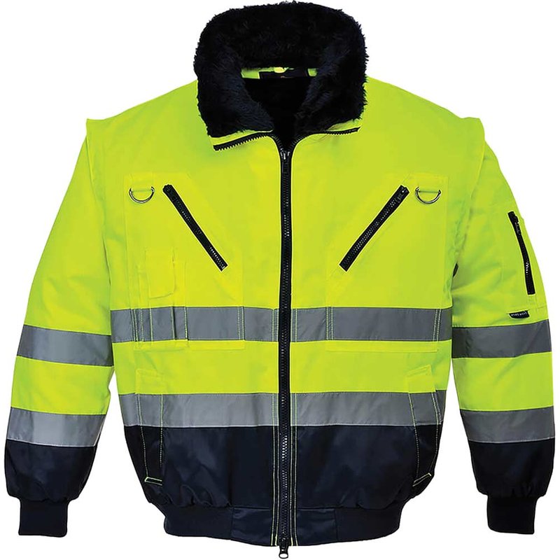 Portwest Hi Vis 3 in 1 Pilot Jacket Yellow / Navy S