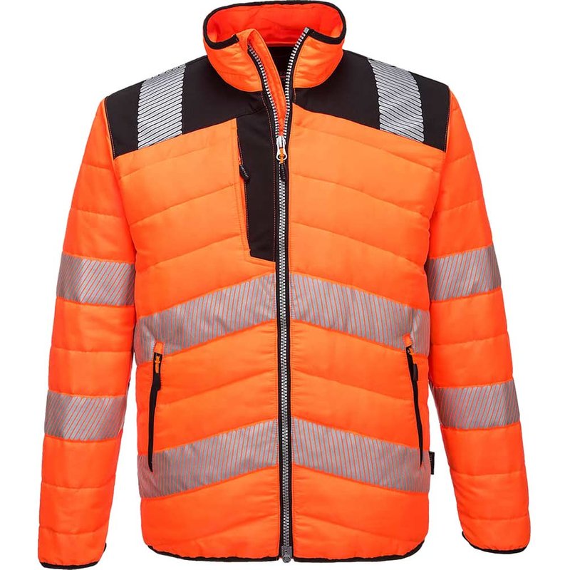 Portwest PW3 Mens Hi Vis Baffle Jacket Orange / Black M