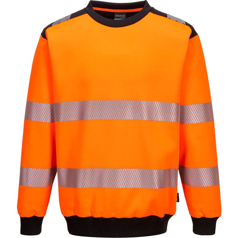 Portwest PW3 Hi Vis Crew Neck Sweatshirt Orange / Black L